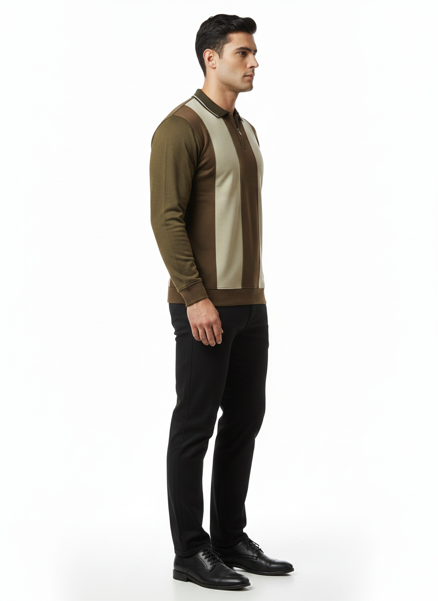 The Olive & Cream Retro-Mod Quarter-Zip Knit Polo