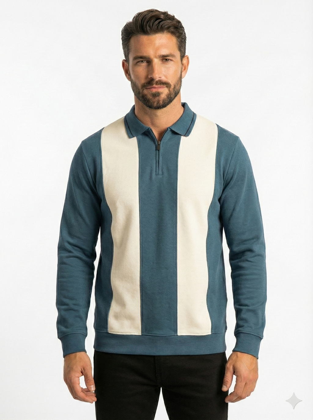 The Retro Block-Stripe Quarter-Zip