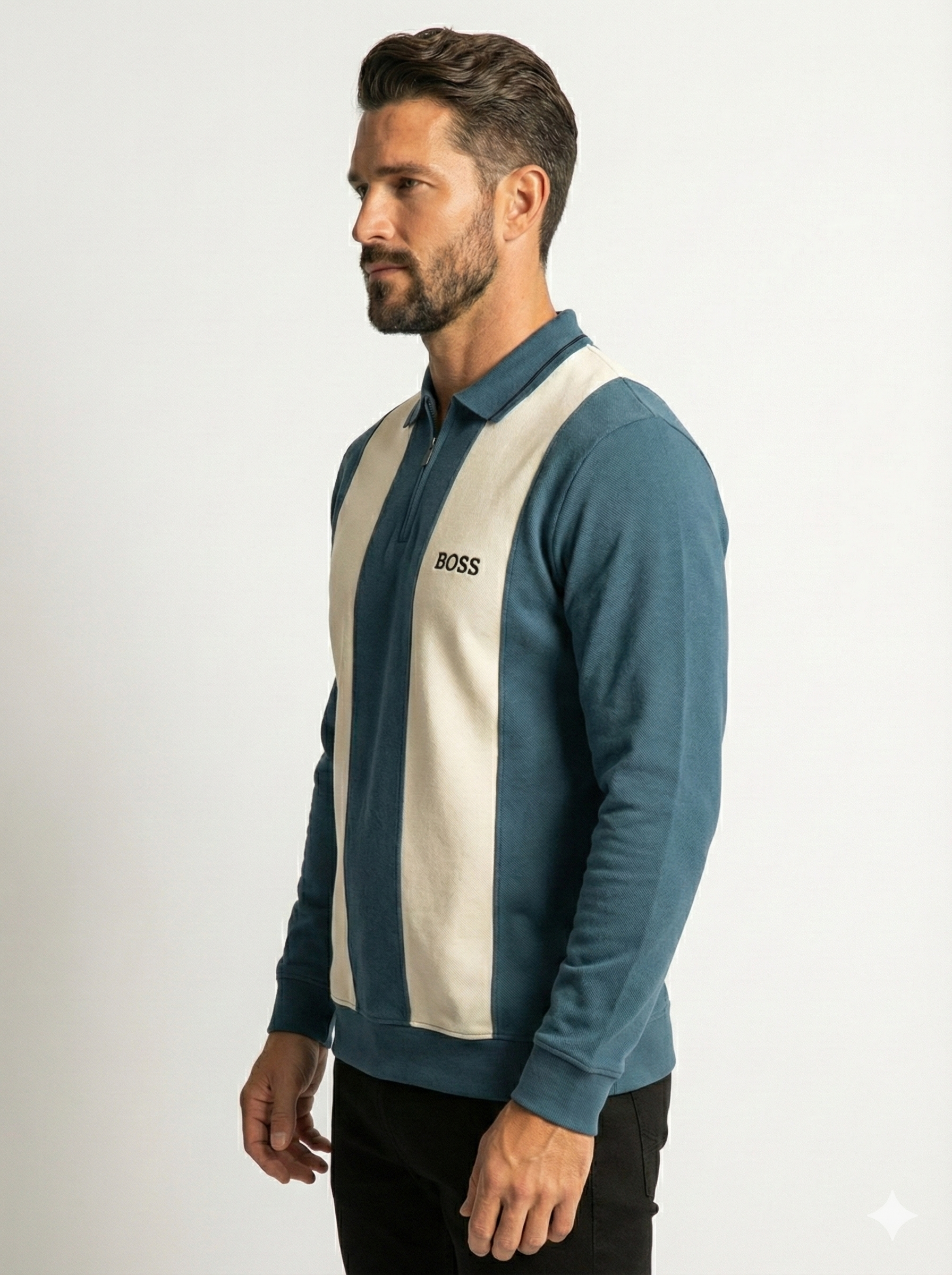 The Retro Block-Stripe Quarter-Zip