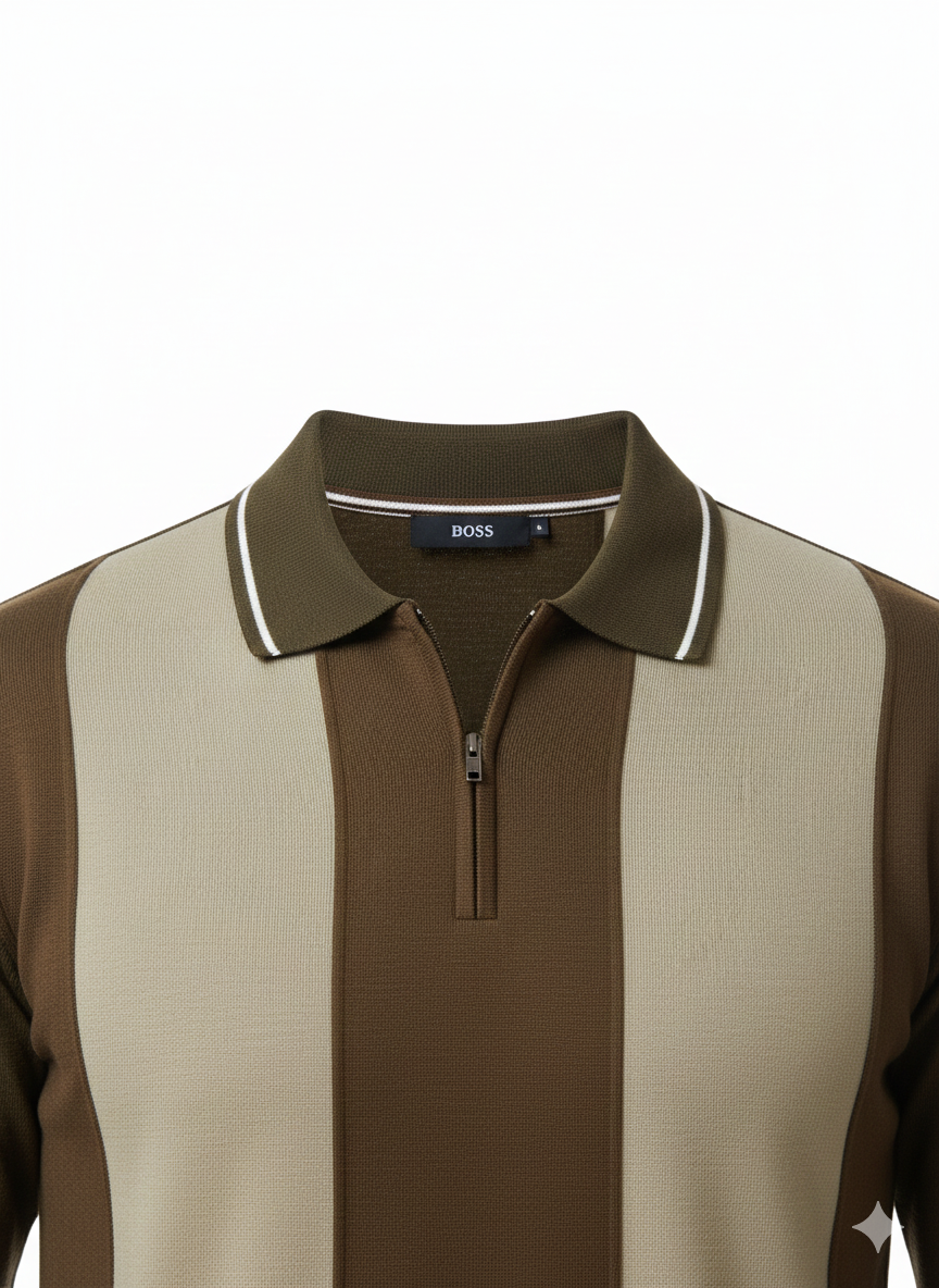The Olive & Cream Retro-Mod Quarter-Zip Knit Polo